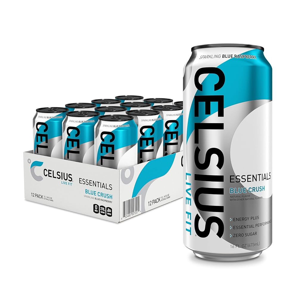 CELSIUS ESSENTIALS™ Sparkling Blue Crush, Sugar Free Performance Energy Drink, 16 Fl Oz (Pack o... | Amazon (US)