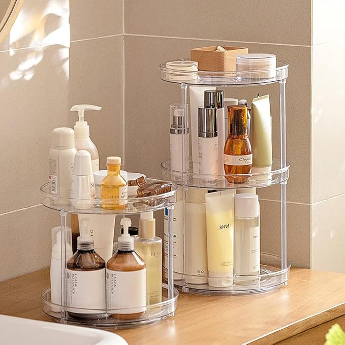 ROWNYEON 360 Rotating Makeup Organizer 3 Tier Skincare Organizers Spinning Organizer Bathroom Cou... | Amazon (UK)