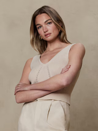 Cropped Textured Sweater Tank | Banana Republic Factory