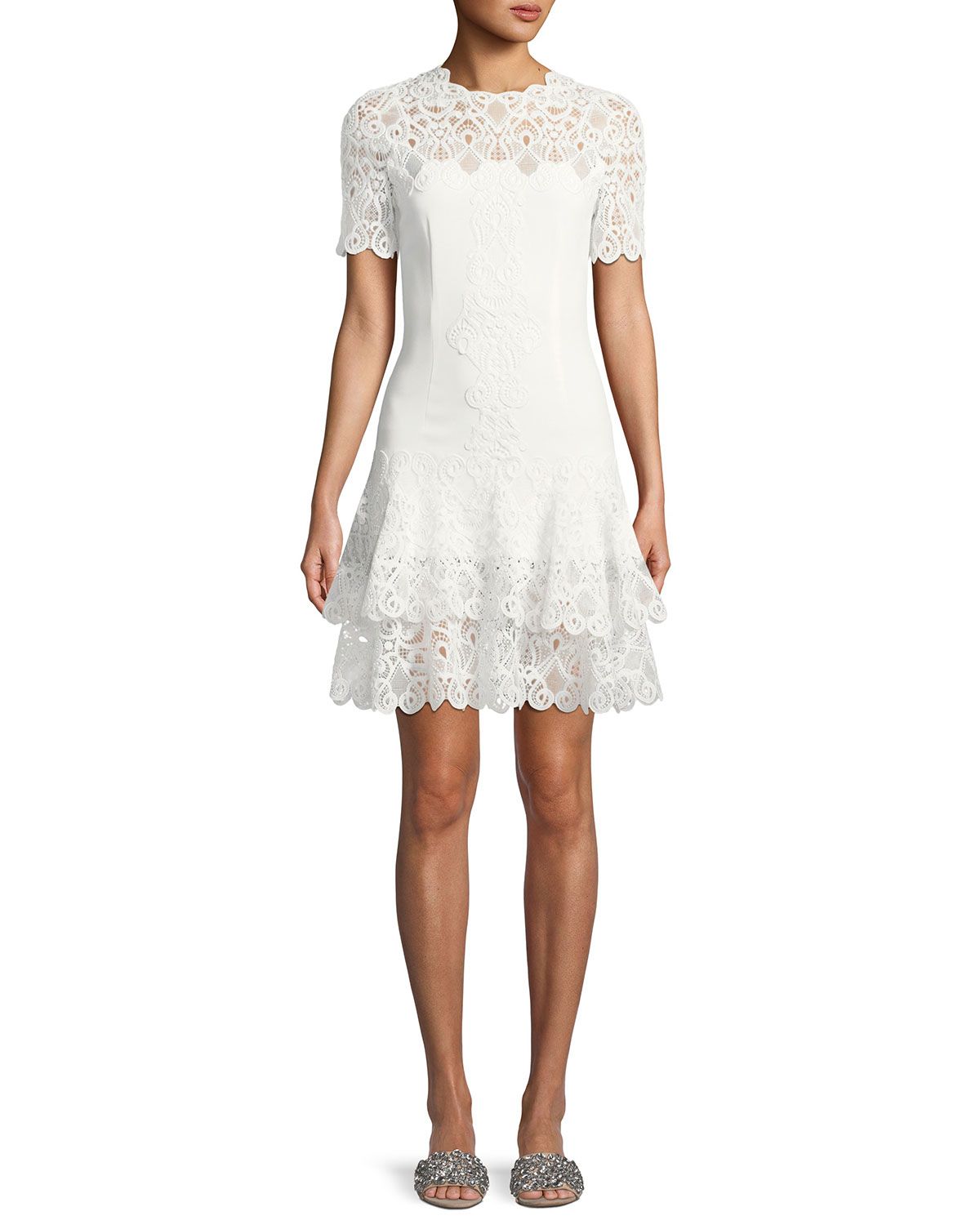 Lace Applique Mini Tee Dress | Neiman Marcus