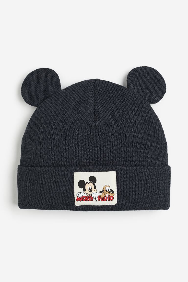Appliquéd Beanie - Dark gray/Mickey Mouse - Kids | H&M US | H&M (US + CA)