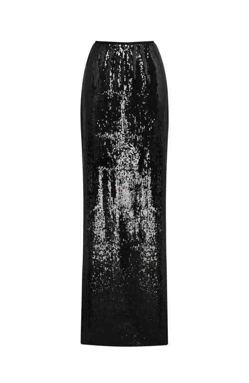 Milla Dramatic fitted sequined maxi skirt in Black at Nordstrom, Size X-Large | Nordstrom