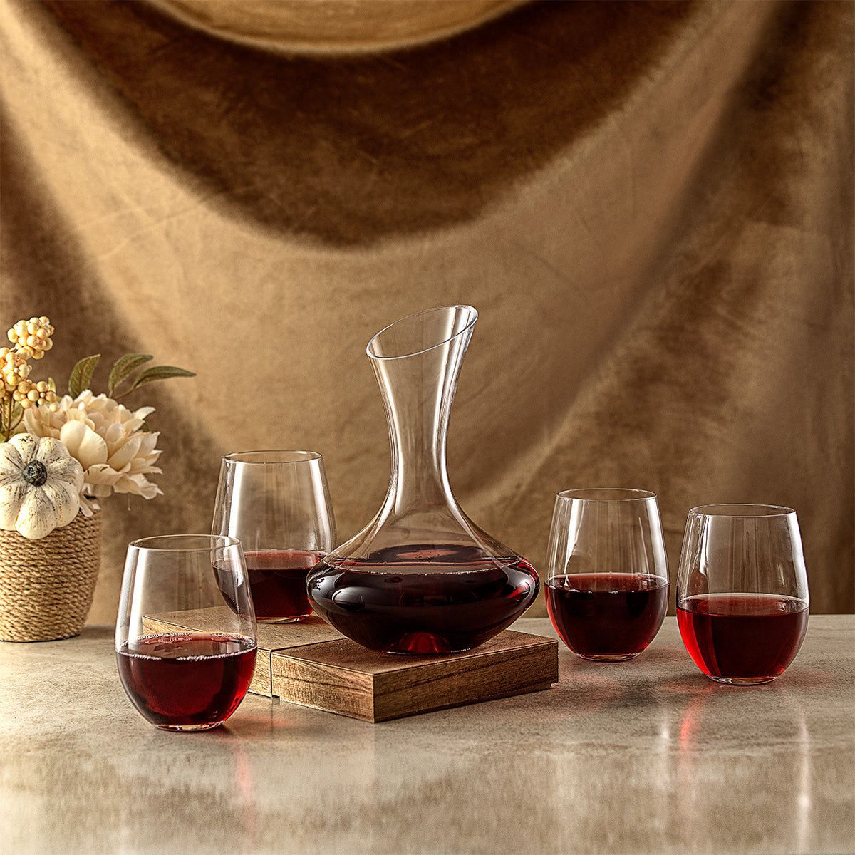 JoyJolt Lancia Crystal Wine Decanter &  Stemless Wine Glasses Set | Target