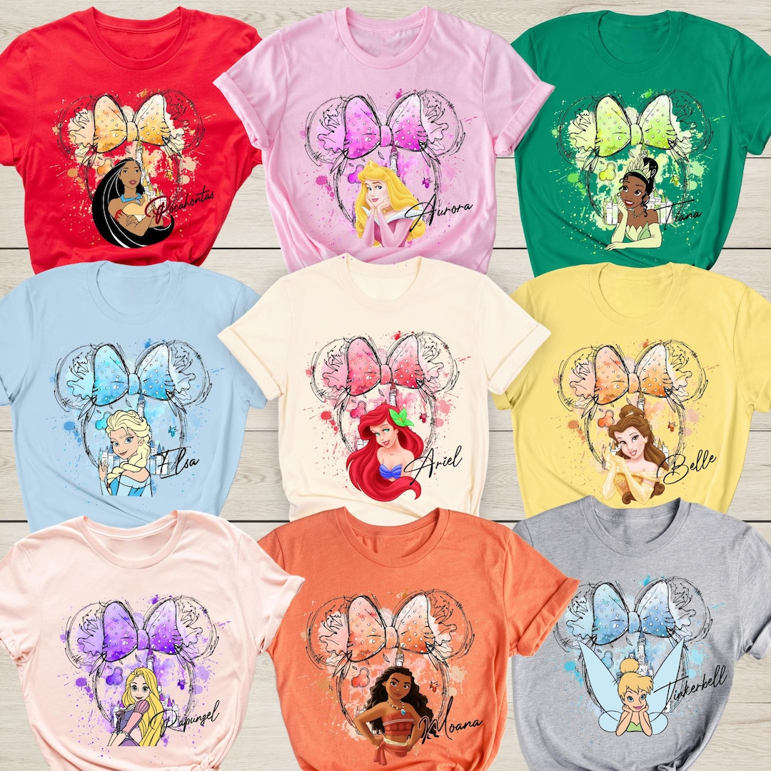 Disney Princess Shirt, Disney Princess Birthday Shirt, Watercolor Disney Princess T-shirt, Prince... | Etsy (US)