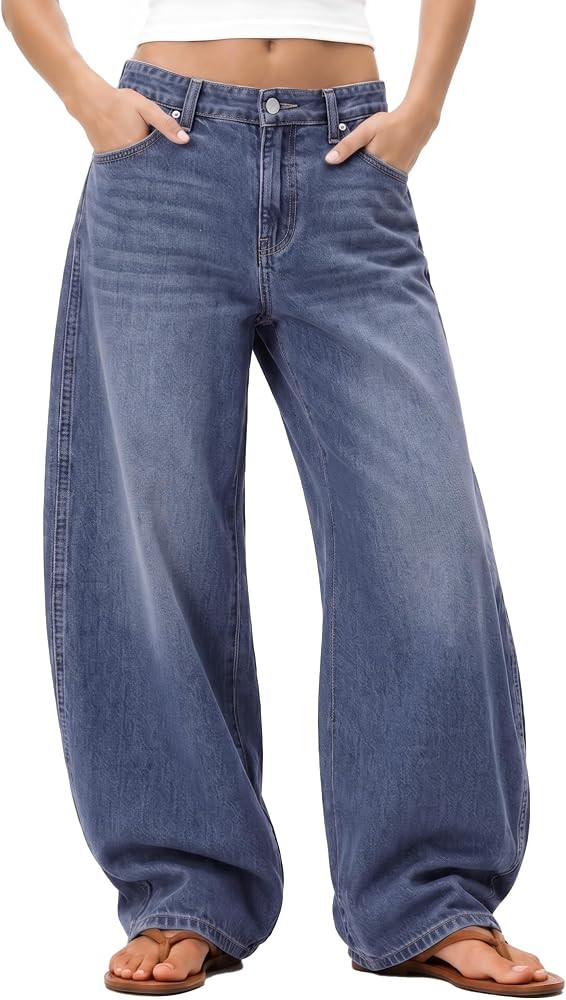 Zylioo Tall Barrel Jeans for Women 32"/34" Inseam Mid Rise Denim | Amazon (US)