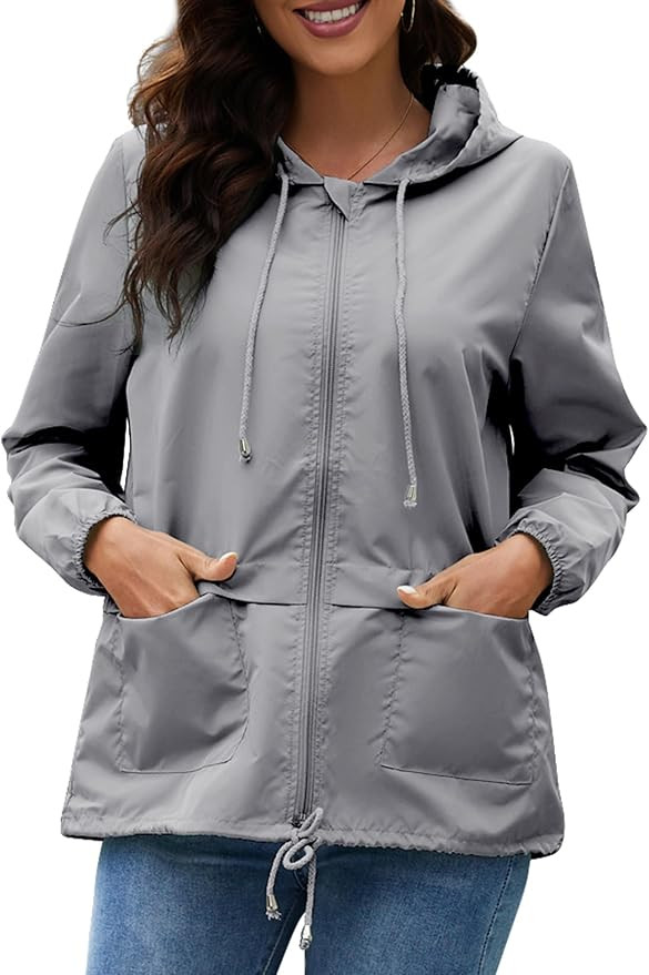 Women's Raincoats Windbreaker Rain Jacket Waterproof Lightweight Outdoor Hooded Trench Coats S-XX... | Amazon (US)