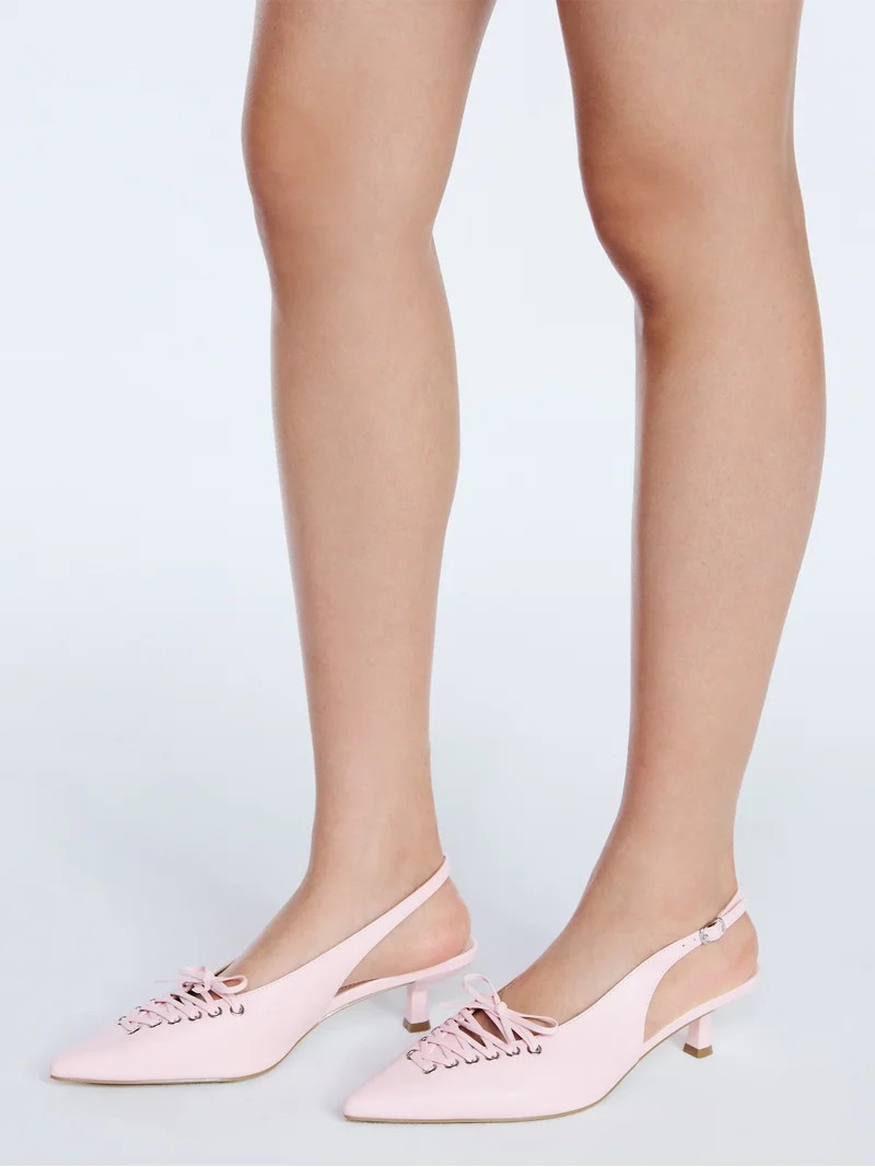 Scoop Women's Slingback Kitten Heels with Lace Up Accents | Walmart (US)