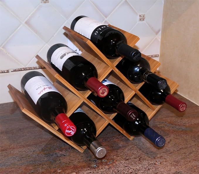 DisplayGifts W Shape 8 Bottle Tabletop Bamboo Wine Rack, WN-WR004 | Amazon (US)