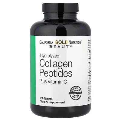 California Gold Nutrition, Hydrolyzed Collagen Peptides, Type I & III, and Vitamin C, 250 Tablets | iHerb