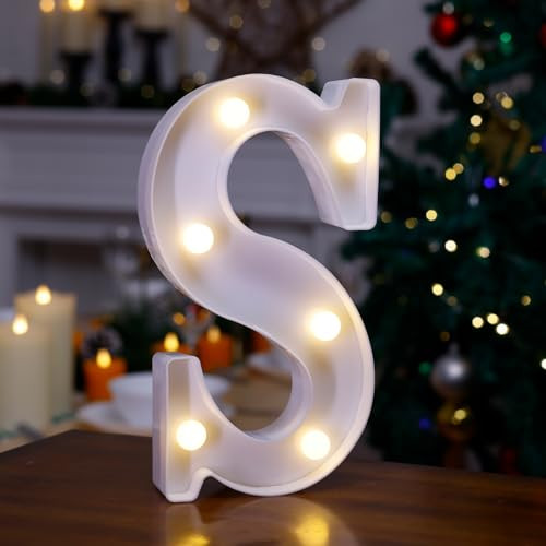TRONSBOO LED Marquee Sign Light Up Letters, Alphabet Light Up Letters Sign, Battery Powered LED Letter Lights for Night Light, Wedding, Birthday, Party, Christmas or Home Decor (Letter S) | Amazon (US)