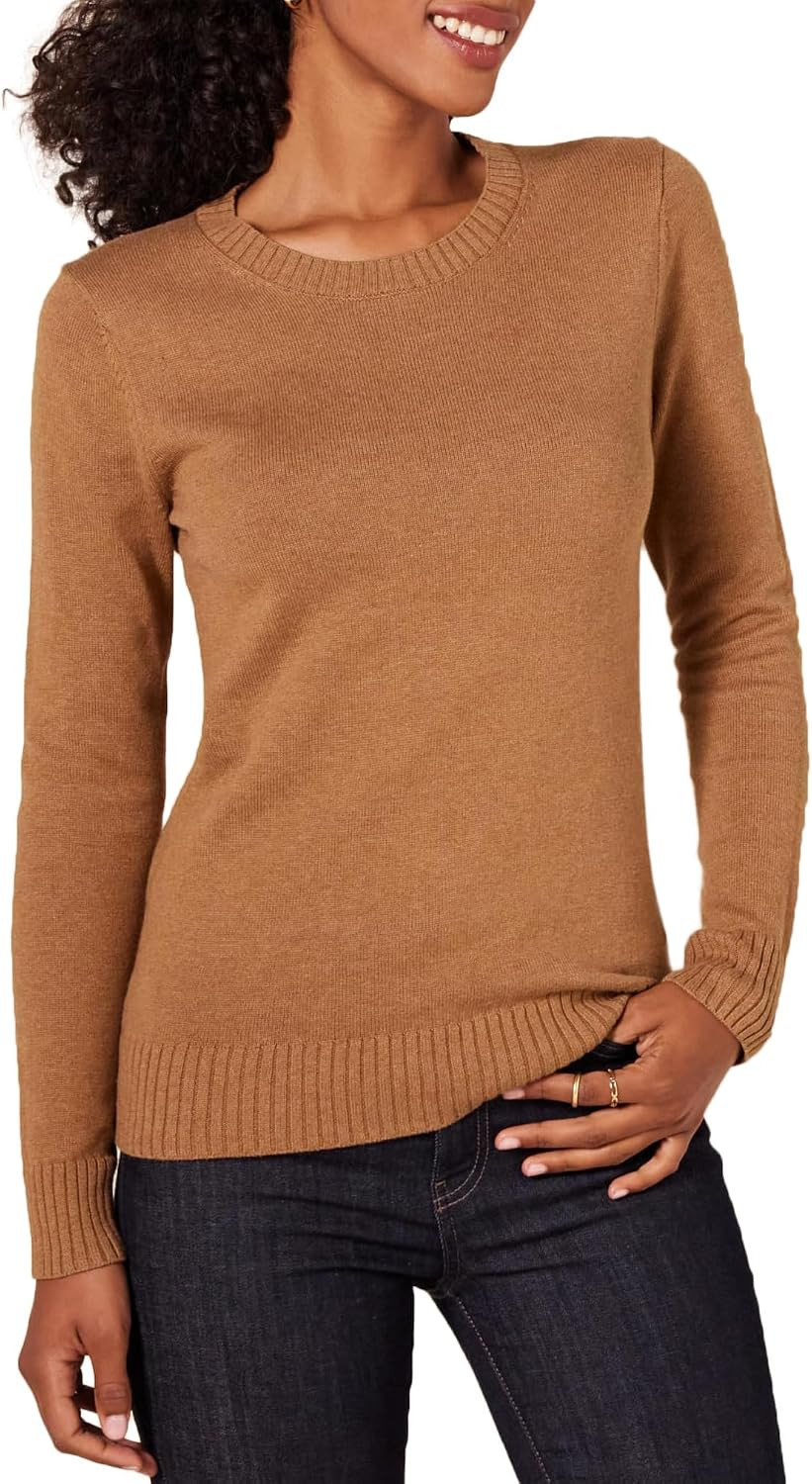 Amazon Essentials Women's Lightweight Soft Crewneck Sweater, 100% Cotton, Plus Size Available | Amazon (US)