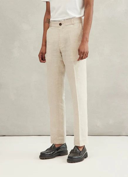 Linen Dress Trousers | Natural | Percival Menswear