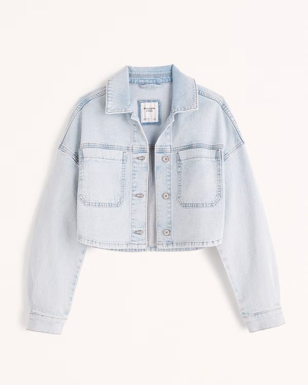 Women's Cropped Denim Shirt Jacket | Women's Coats & Jackets | Abercrombie.com | Abercrombie & Fitch (US)