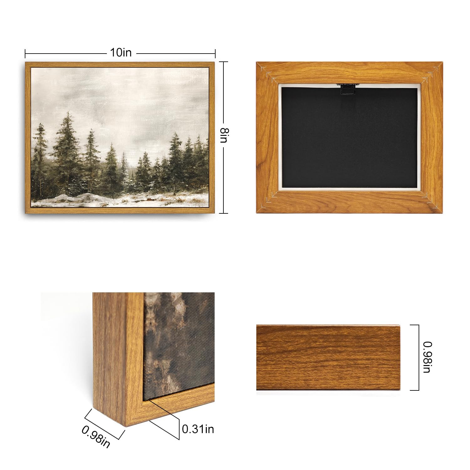 Roslynity Framed Canvas Wall Art Vintage Print Paintings Winter Pine Tree Forest Christmas Rustic... | Amazon (US)