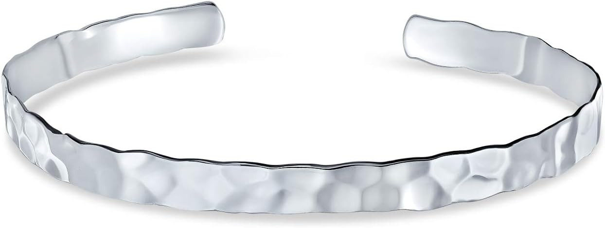 Bling Jewelry Personalize Unisex Boho Textured Honeycomb Stackable Hammered Bangle Cuff For Women... | Amazon (US)