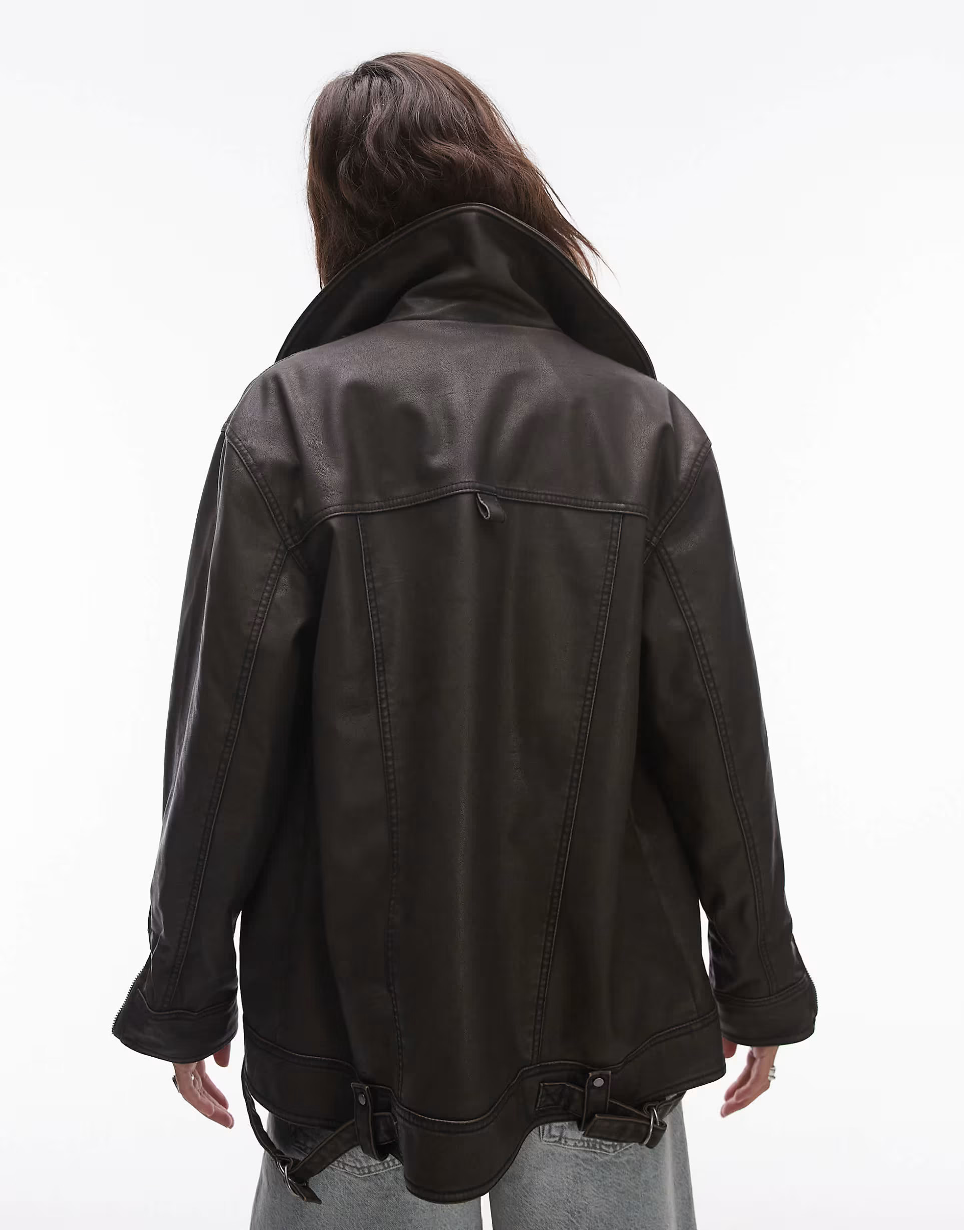 Free People relaxed faux leather biker jacket in black | ASOS | ASOS (Global)