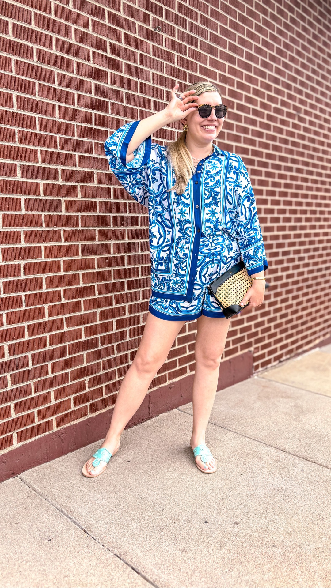 Look 4
Tropical Luxe 🌴 
A Curated Style Series

Fit check ✨ Wore this out for a little shopping + lunch the other day.  This epic matching shorts + shirt set may have been meant to be a swim cover-up… but honestly, it’s too good not to wear everywhere. 💙 The blue + white tile print feels like something you’d find in a much higher-end collection, but this one is heavily discounted right now!

If you’ve had your eye on it, this is your sign to shop fast  - the price is the lowest it’s going to be, and sizes are going quickly. 👀

Link is waiting for you in my LTK! 🛍️

#DillardsStyle #DillardsFinds #TommyBahama #MarkAndGraham #TropicalLuxe #SummerStyle #ResortStyle #OOTDInspo #ShoppingOOTD #MatchingSet

#LTKSeasonal #LTKSaleAlert #LTKItBag
