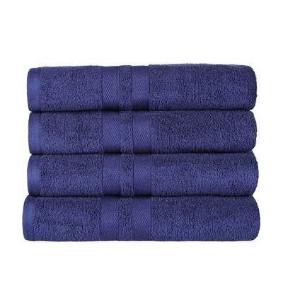 Ultra-Soft Cotton Solid Bath Towel Set of 4, Navy Blue - Blue Nile Mills | Target