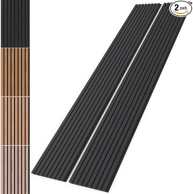 | 2 Packs Acoustic Wood Wall Veneer Slat Panels | 3D Wood Slat Acoustic Panels | Decorative Sound... | Amazon (US)