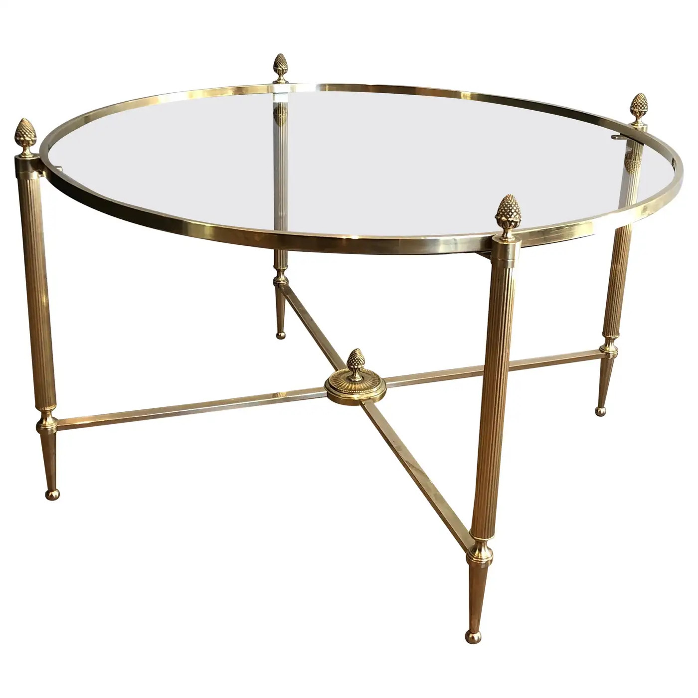 Round Brass Coffee Table by Maison Baguès | 1stDibs