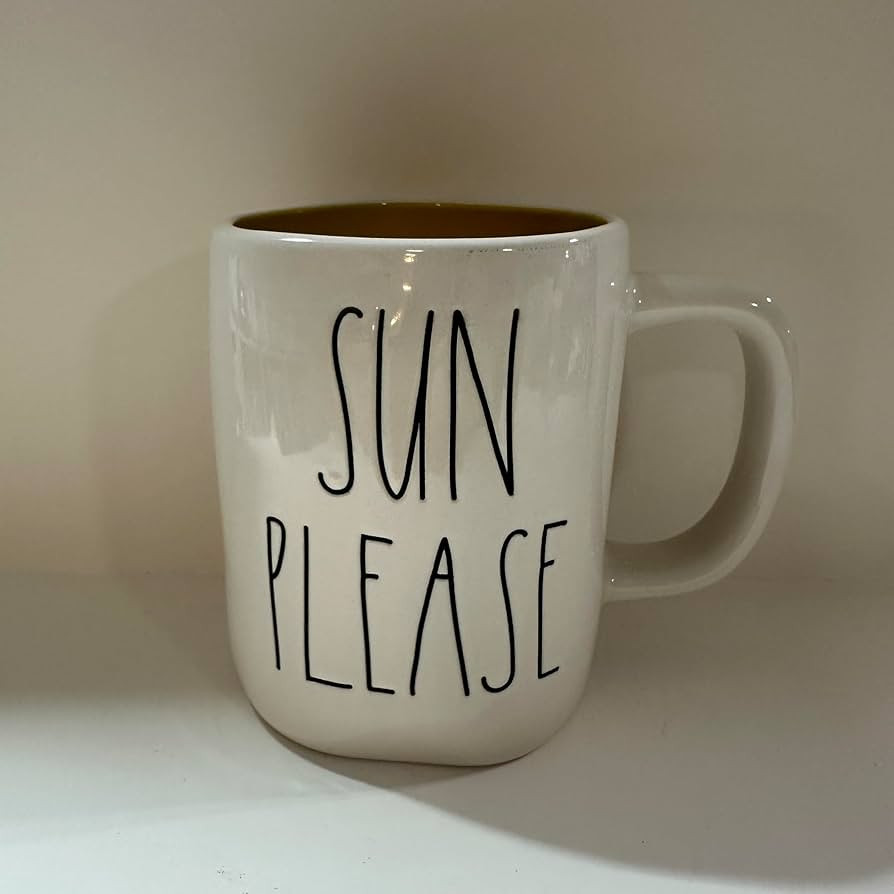 Rae – SUN PLEASE MUG White Ceramic Yellow Interior Black Letters | Large Coffee Cup Tea Mug Hot... | Amazon (US)