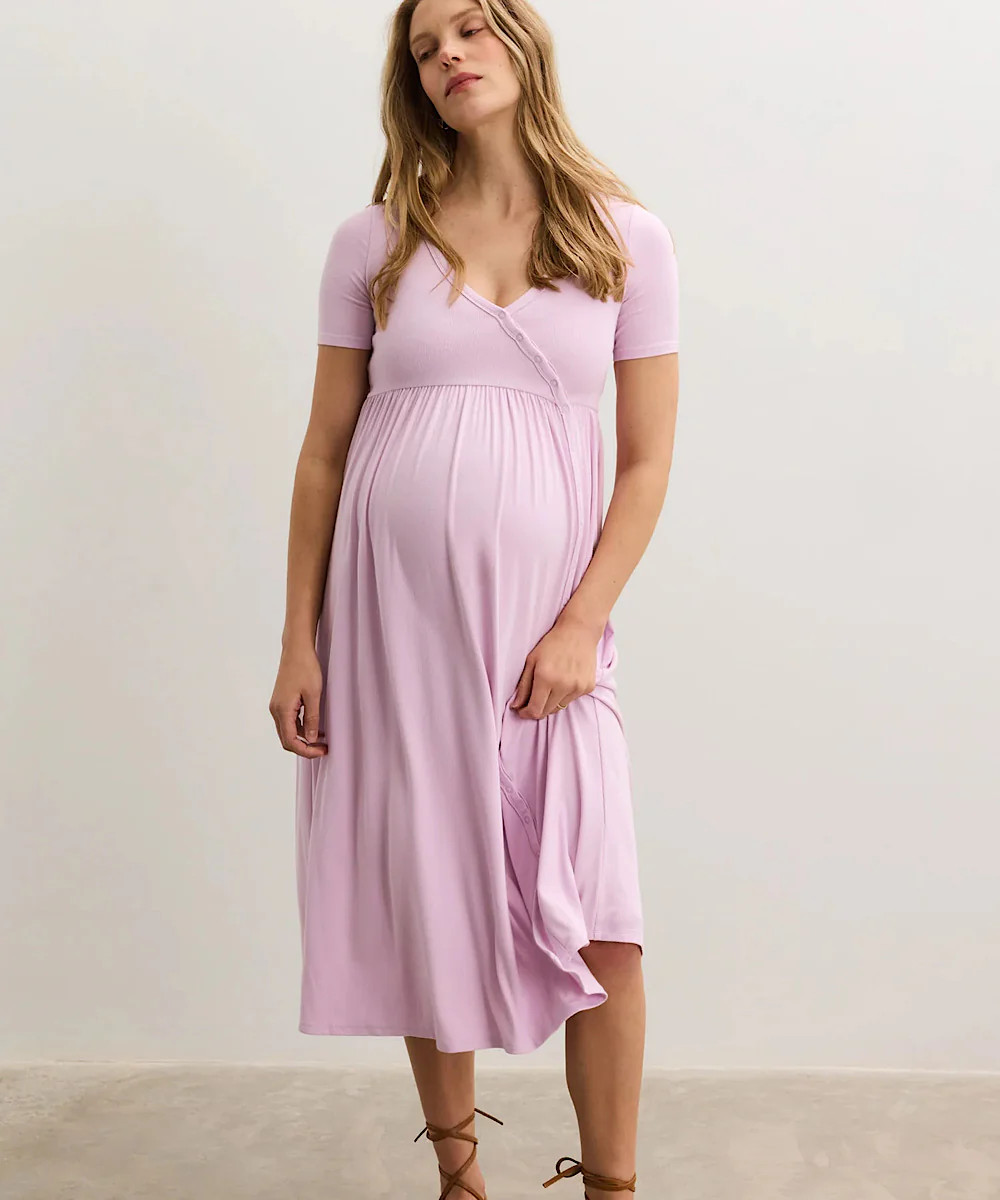 HATCH: The Softest Rib Side Seam Nursing Maxi Dress (Orchid) | Bump City Nashville