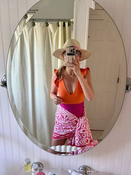 One piece full coverage swimsuit I love that is flattering and mom friendly! This makes the perfect beach vacation outfit paired with these trendy sunglasses, straw fedora hat and sarong beach cover up. 
5/14

#LTKFindsUnder100 #LTKSwim #LTKStyleTip