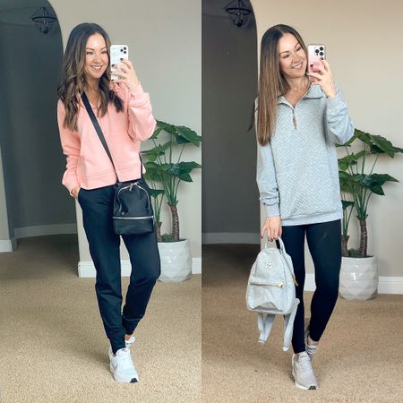 Casual every day outfits from Amazon! Lululemon look like Align joggers xs & scuba hoodie lookalike small. High waisted brushed leggings with pockets 25” xs. Nike waffle debut sneakers in white both with the bling and without. If you’d like to discount code, and link for the sneakers with the bling, DM me. These outfits are perfect for every day//travel outfits//weekend style//mom style//spring transition.

#LTKunder50 #LTKtravel #LTKstyletip