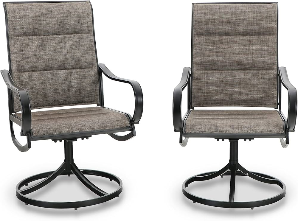PHI VILLA Outdoor Swivel Patio Dining Chairs Set of 2, All Weather Patio Chair with Padded Textil... | Amazon (US)