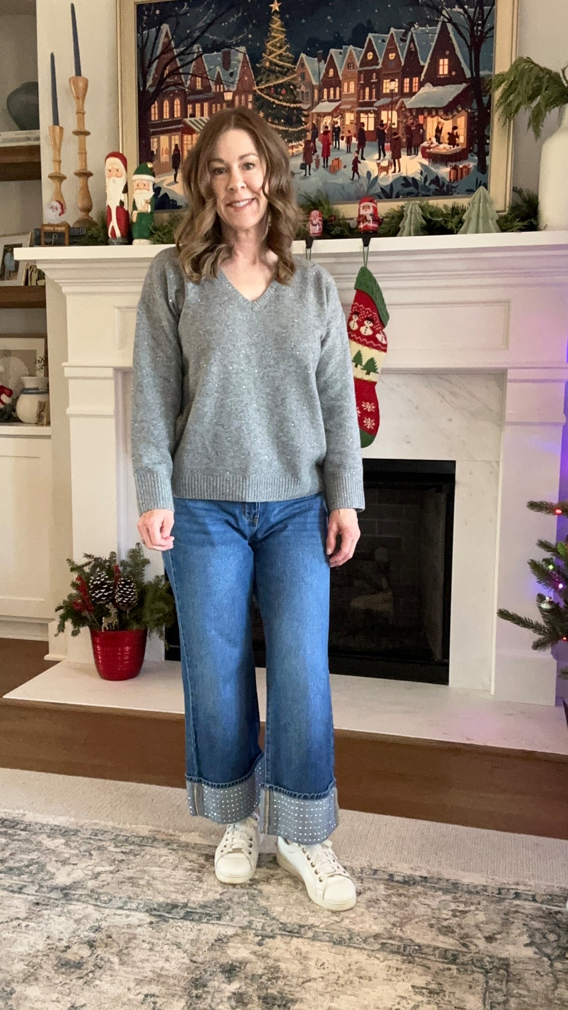 Loft cuffed jeans size 2 petite
Sparkle sweater size small petite
#loveloft #holidayoutfit

#LTKHoliday #LTKSaleAlert #LTKPetite