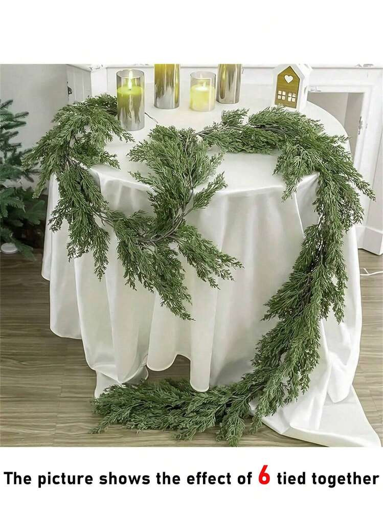 1/3/6pcs, 70in/180cm Christmas Pine Leaf Wreath, Artificial Plastic Greenery Garland, Suitable For Christmas, Winter Decor, Room Decor, Dining Table Decor, Christmas Decoration, Home Decor, Tabletop Decor, Staircase Decor, Seasonal Decoration Christmas Decorations | SHEIN
