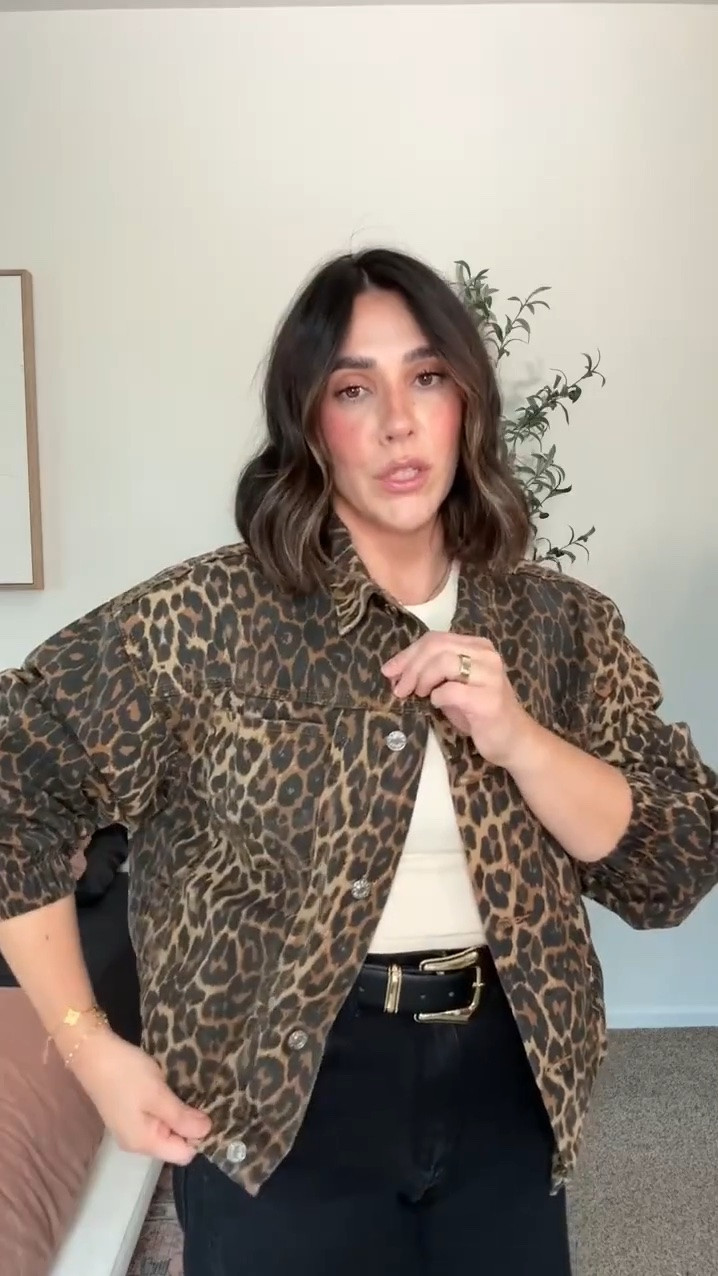 How cute is this Amazon jacket for fall! Perfect for date night or a casual fall look. It's such nice quality and I love that the sleeves are scrunched. It's under $30! I'm in a L. Jeans are Amazon too, such good quality and barrel style. Love! 

Fall outfits, Amazon fashion, Amazon fall haul, midsize outfit ideas, barrel jeans, leopard jacket, fall date night

#LTKMidsize #LTKSeasonal #LTKootd