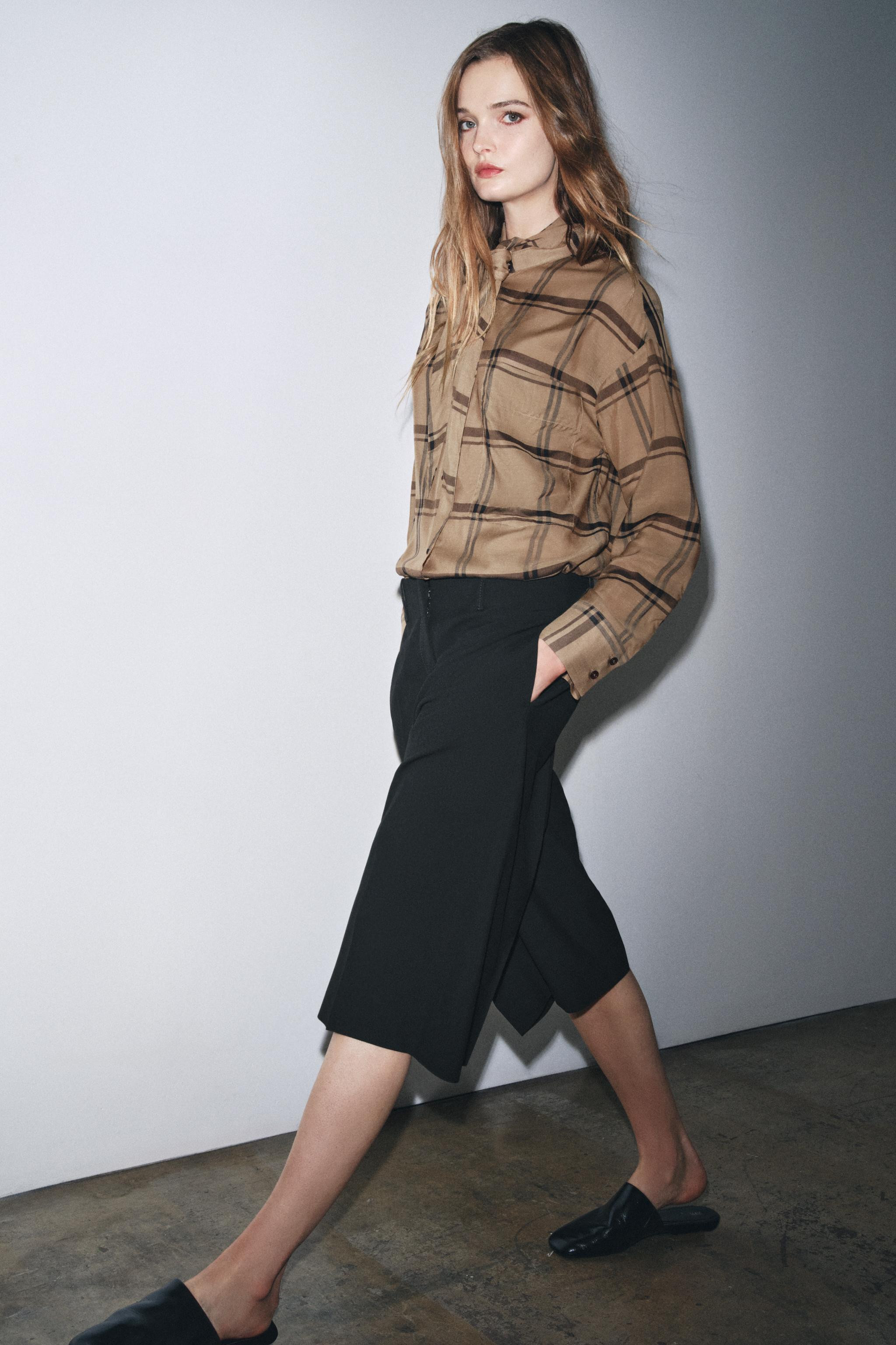 CHECK SHIRT WITH SCARF COLLAR ZW COLLECTION | Zara UK