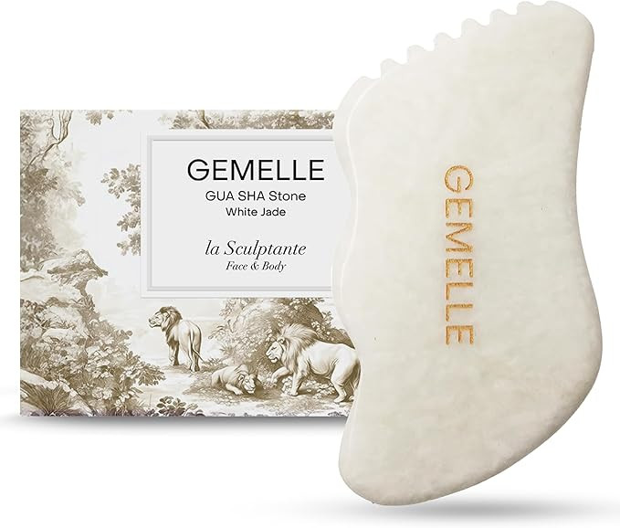 GEMELLE White Jade Gua Sha Tool – 10x Award-Winning Face & Body Sculpting Stone with 5-Edge Des... | Amazon (US)