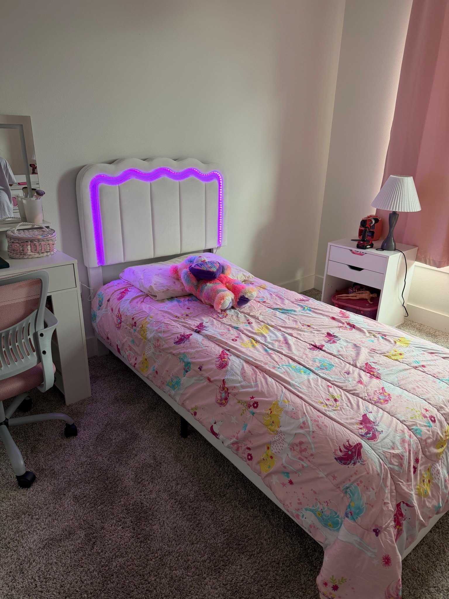 Led color changing velvet bed frame!
