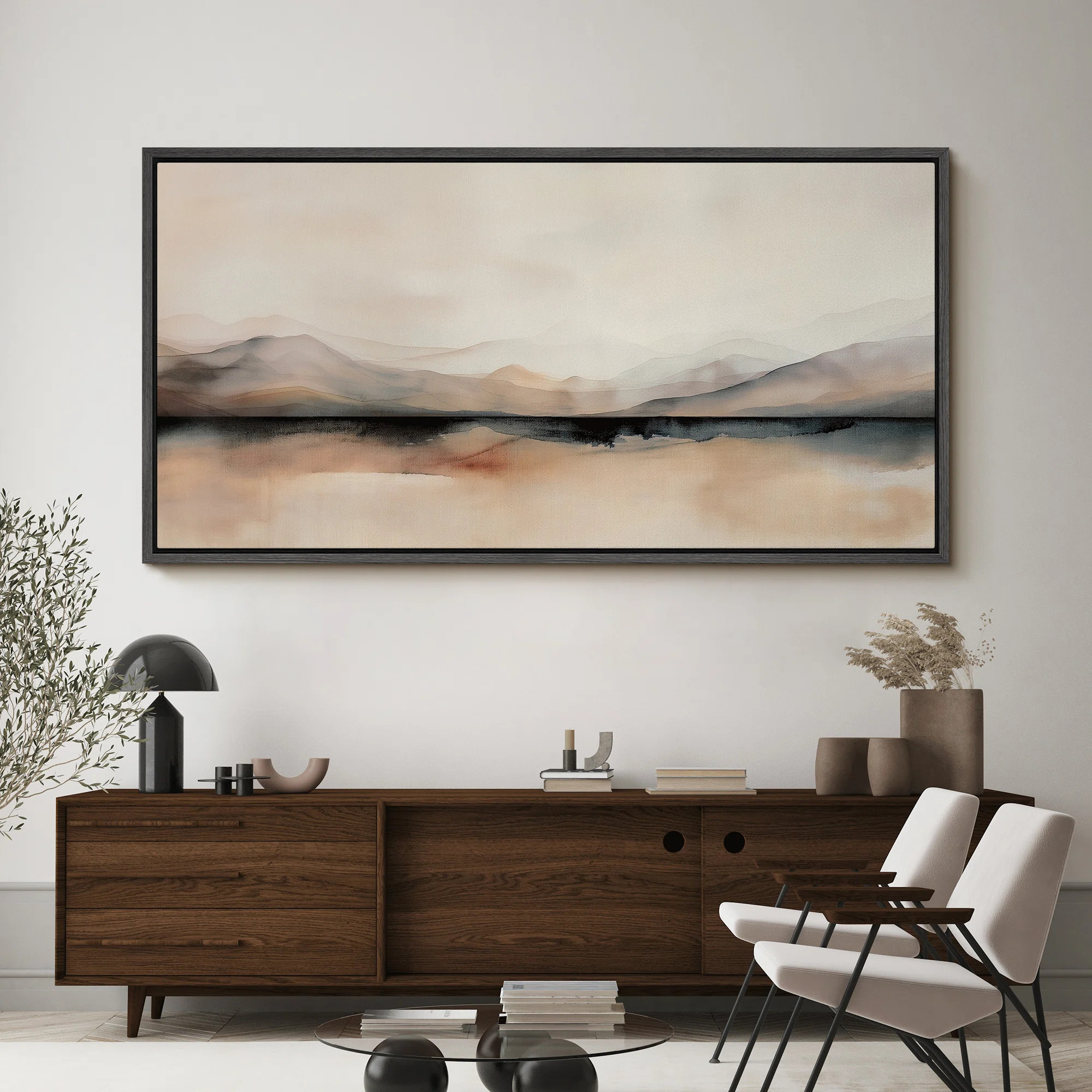 Minimal Landscape " Abstract Mountain Hues Modern Minimalist Landscape Rustic Retro Art Decor Ext... | Wayfair North America