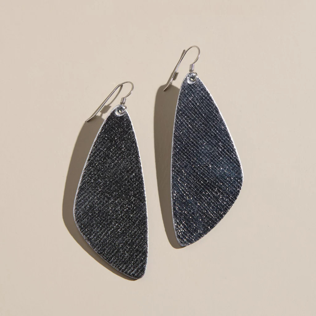 Silver Leaf Evie | Nickel and Suede