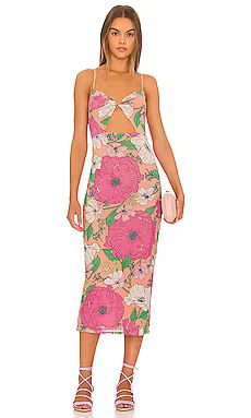 AFRM Simona Mesh Midi Dress in Spring Blush Bouquet from Revolve.com | Revolve Clothing (Global)