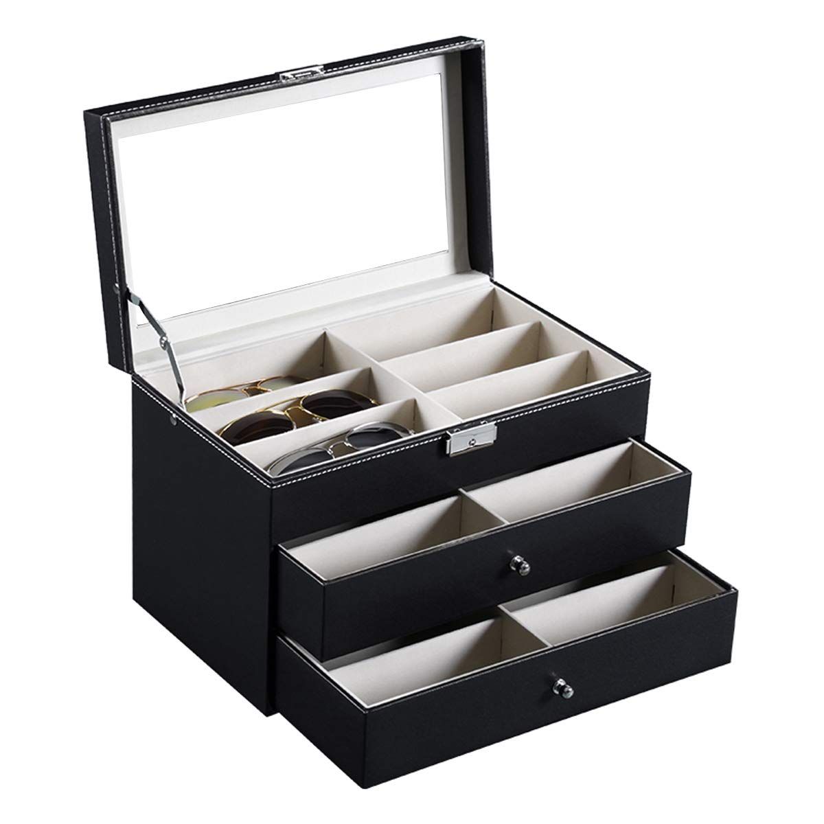 Amazon.com: AUTOARK Leather 18 Piece Eyeglasses Storage and Sunglass Glasses Display Drawer Lockable | Amazon (US)