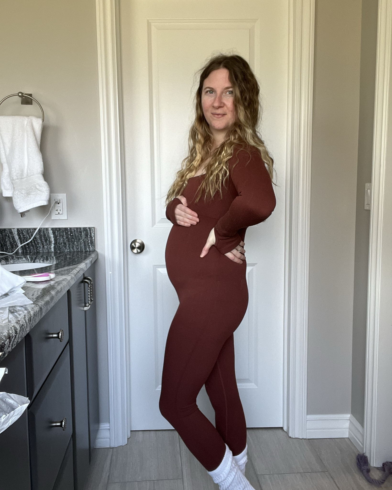 Jumpsuit that looked super cute on my bump! Perfect for cooler weather spring temps. 

I am wearing a small here.  

#LTKBaby #LTKBump #LTKFindsUnder50