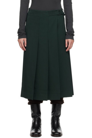 Black Pleated Wrap Midi Skirt | SSENSE