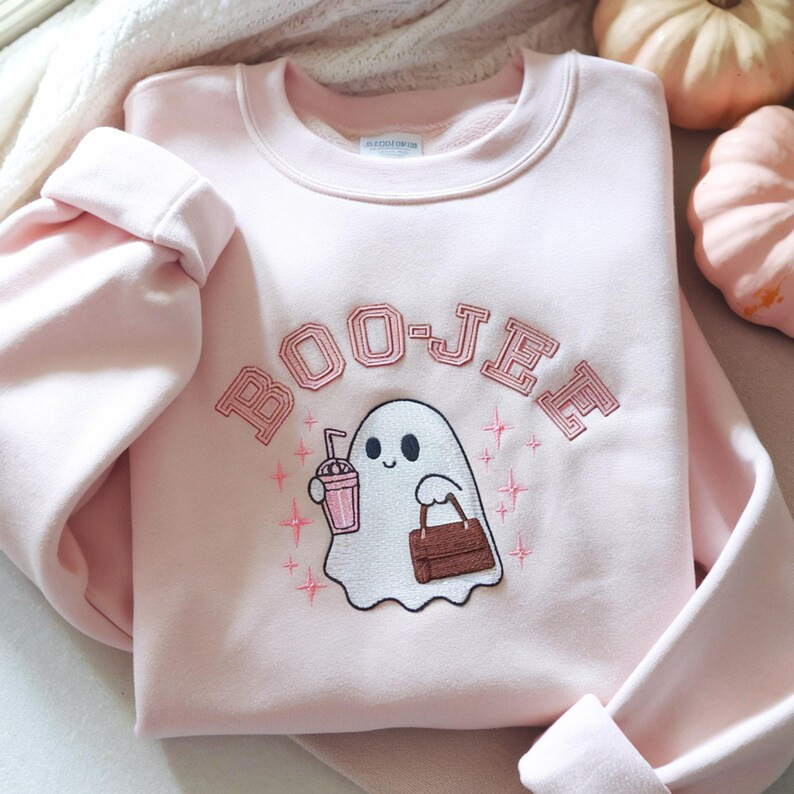 Embroidered Halloween Ghost Sweatshirt: Spooky Season Boo Shirt - Etsy | Etsy (US)