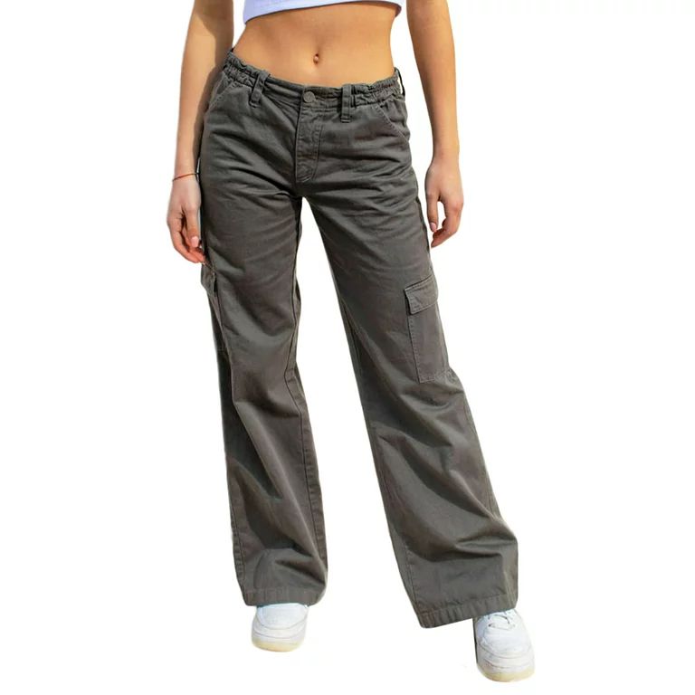 Liacowi Low Waist Grunge Cargo Pants for Women Straight Trousers Juniors Wide Leg Baggy Pants Mut... | Walmart (US)