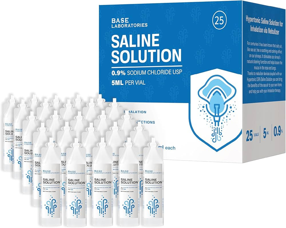 BASE LABORATORIES 0.9% Saline Solution for Nebulizer Machine | Saline Solution for Inhalation & N... | Amazon (US)