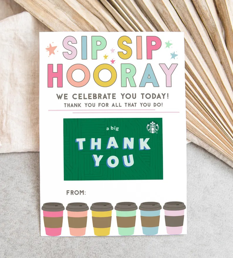 Teacher Appreciation Coffee Gift Tags · Staff Appreciation Gift · Teacher Coffee Gift Card · P... | Etsy (US)