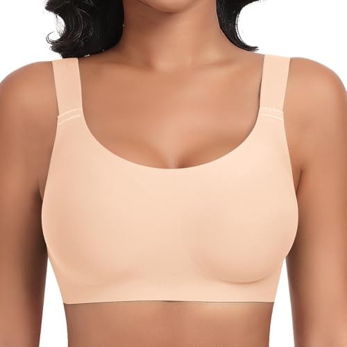 SINFLA Wireless Bras for Women No Underwire Seamless Full Coverage Comfortable Everyday Bra with Medium Support (Nude,XX-Large) | Amazon (US)