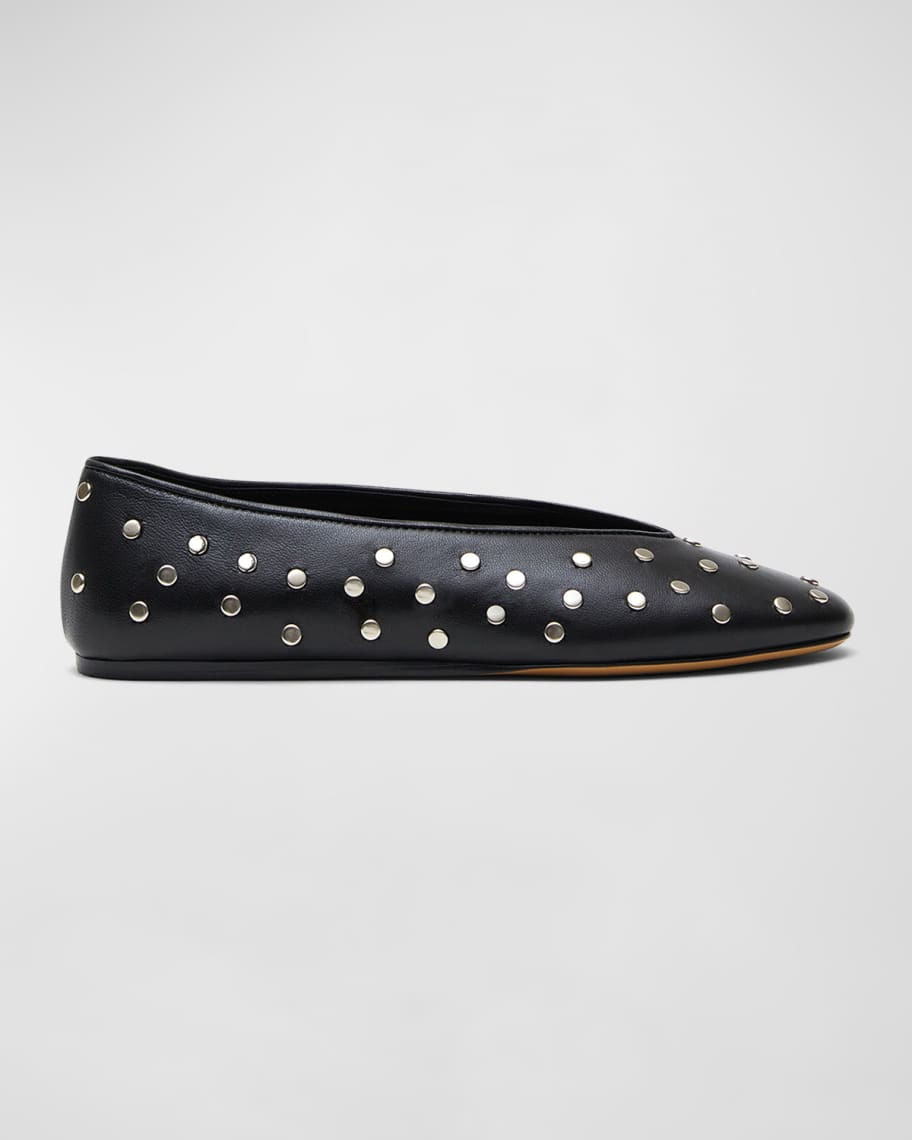 Regency Studded Leather Ballerina Flats | Neiman Marcus