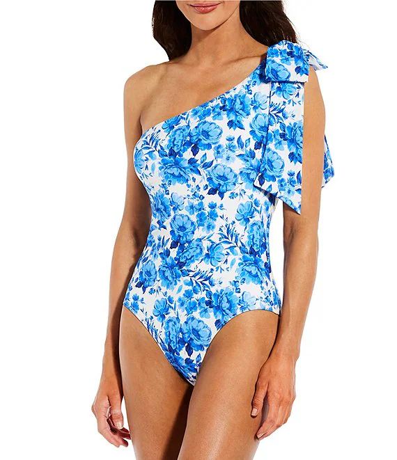 Romantic Rose Bow One Shoulder One Piece Swimsuit | Dillard's