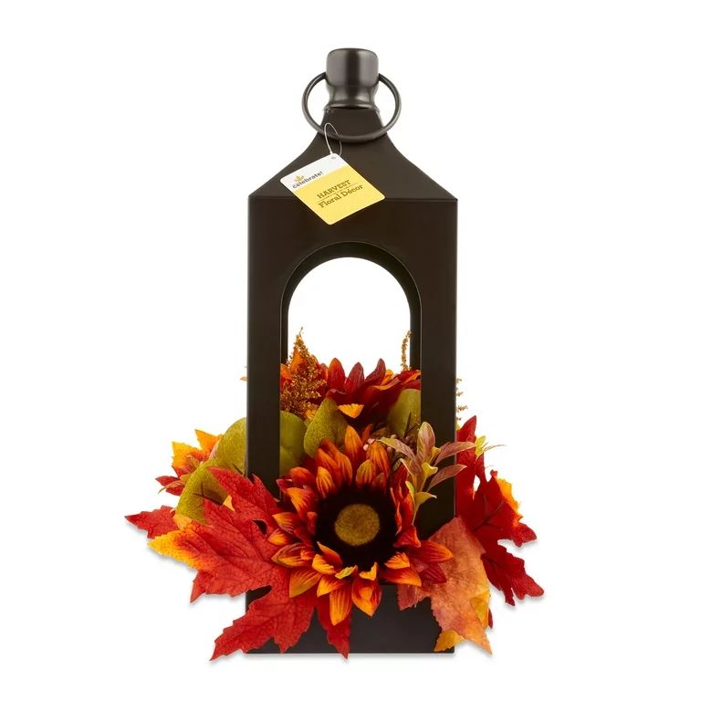 Harvest Multicolor Floral Lantern Tabletop Decoration, 17.75 in, by Way To Celebrate | Walmart (US)