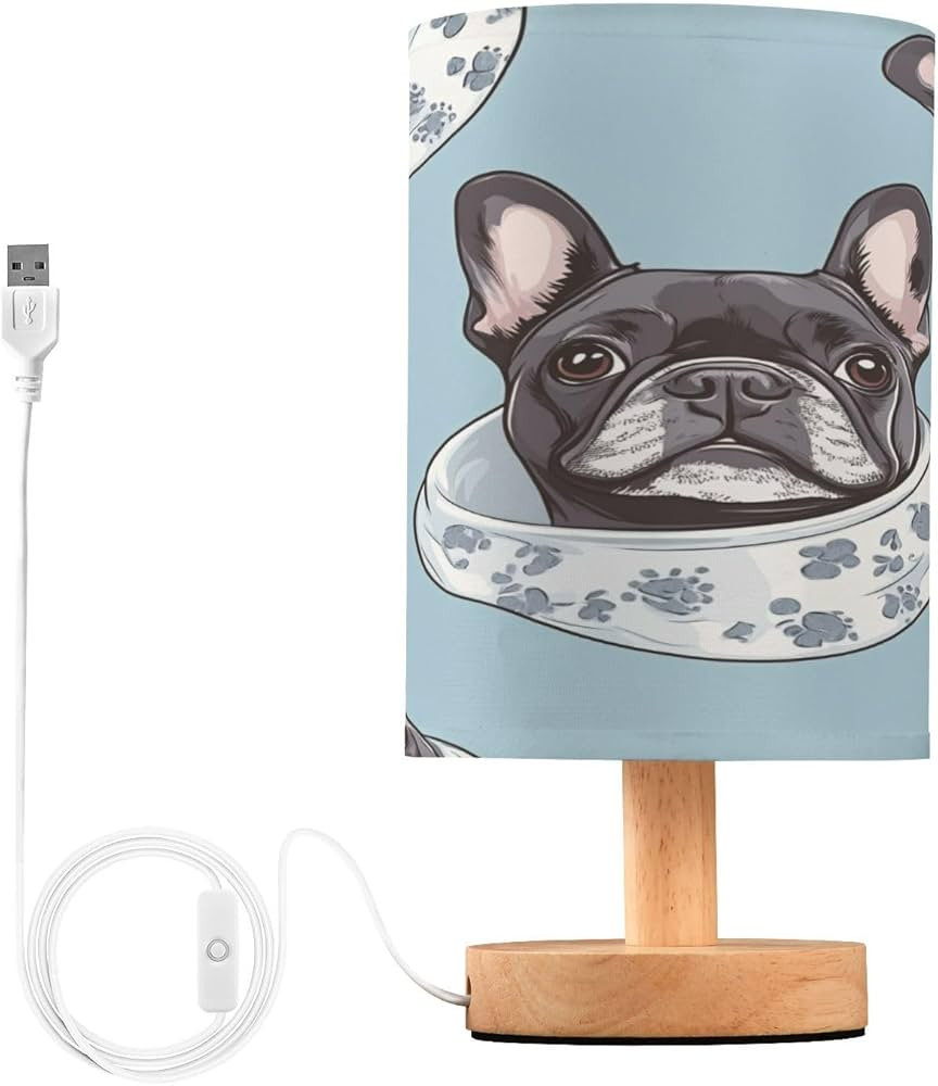 Bedroom Lamp Funny French Bulldog Bedside Table Lamp with USB Port Desk Light LED Night Light for... | Amazon (US)